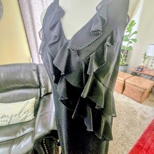 Amanda Smith Black Asymmetrical Ruffle Dress